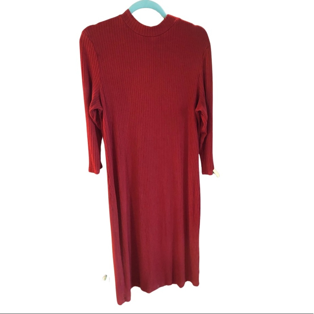 Red MIDI Dress, mock neck, long sleeve XL